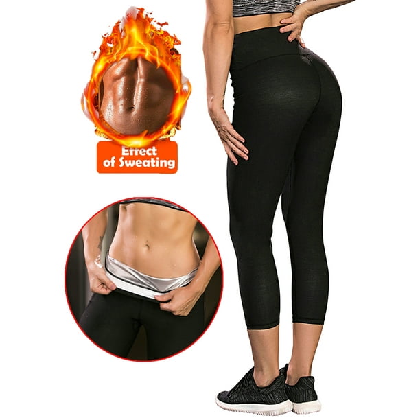 HOMETA Women Hot Polymer Sweat Leggings Weight Loss Slimming Yoga Leggings High Waist Sauna Capris Pants Thermo Sweat Body Shaper 